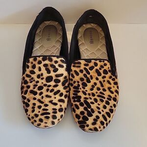 BIRDIES The Starling Leopard Print Flat Shoes Calf Hair Sz 7. 5  Cheetah